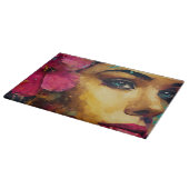 Fettrosa Hibiskus und Abstraktes Portrait der Frau Schneidebrett (Ecke)