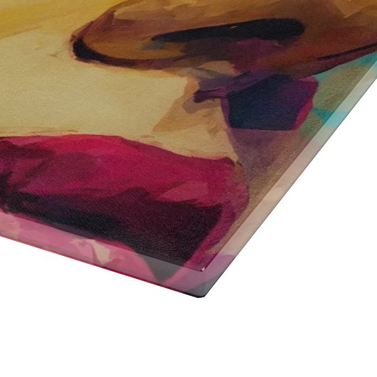 Fettrosa Hibiskus und Abstraktes Portrait der Frau Schneidebrett (Ecke)