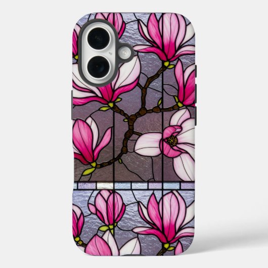 Fettrosa Magnolias verklebte Glastäuschung Case-Mate iPhone Hülle (Rückseite)