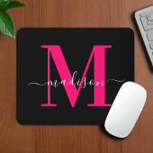 Fettrosa-Monogramm-Initial-Typografie Schwarz Weib Mousepad