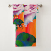 Fettrosa Rose in Bloom Gedicht Bohemisch Künstleri Badhandtuch Set (Insitu)