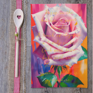 Fettrosa Rose in Bloom Gedicht Bohemisch Künstleri Geschirrtuch