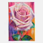 Fettrosa Rose in Bloom Gedicht Bohemisch Künstleri Geschirrtuch (Vertikal)