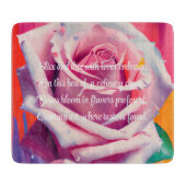 Fettrosa Rose in Bloom Gedicht Bohemisch Künstleri Schneidebrett (Vorderseite)
