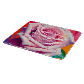 Fettrosa Rose in Bloom Gedicht Bohemisch Künstleri Schneidebrett (Ecke)