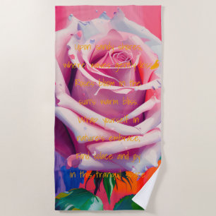 Fettrosa Rose in Bloom Gedicht Bohemisch Künstleri Strandtuch