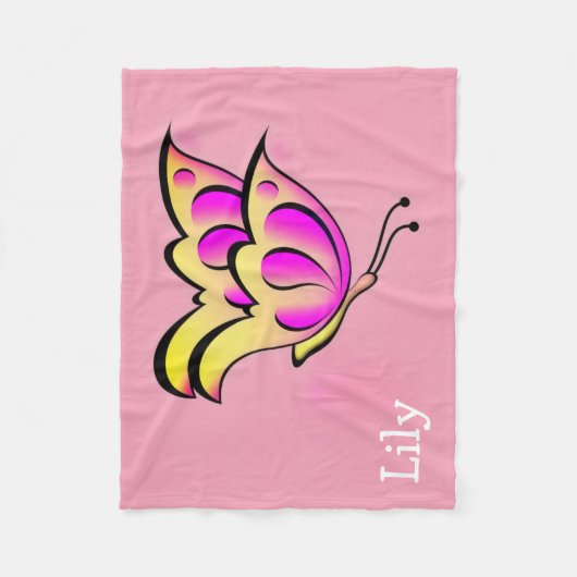 Fettrosa Schmetterling - personalisiert Fleecedecke (Vorderseite)