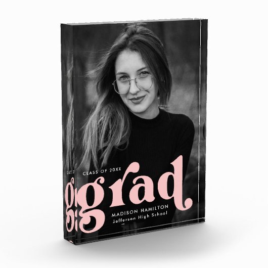 Fettrosa Typografie-Abschluss Fotoblock (Links)