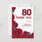 Fettrote Blumen 80. Geburtstag Danke Elegant (Vorderseite)