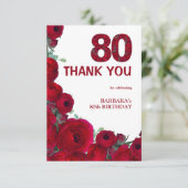 Fettrote Blumen 80. Geburtstag Danke Elegant (Stehend Vorderseite)