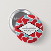 Fettrote Herzen Wiederholung Muster Niedlich Button (Vorne & Hinten)