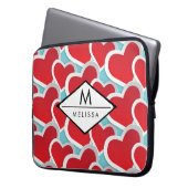 Fettrote Herzen Wiederholung Muster Niedlich Laptopschutzhülle (Vorderseite Links)