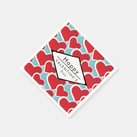 Fettrote Herzen Wiederholung Muster Niedlich Serviette (Ecke)