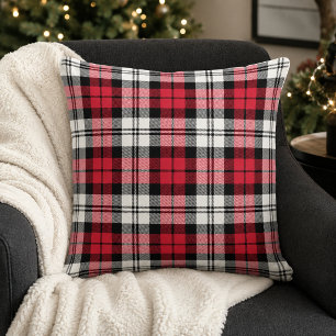 Fettrote schwarz-weiße Tartan-Plid-Christmas Kissen