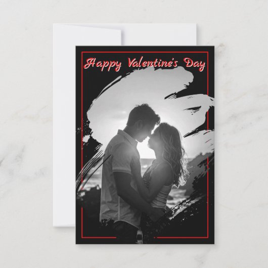 Fettrote und schwarze Valentinstag-Fotokarte (Vorderseite)