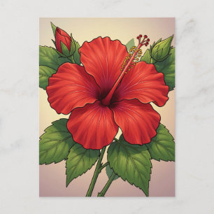 Fettroter tropischer Hibiskus Postkarte