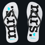 Fettschrift (blau) badesandalen<br><div class="desc">Fun,  maßgeschneiderte weiße und kühn blaue Braut Hochzeitskippen Flops.</div>