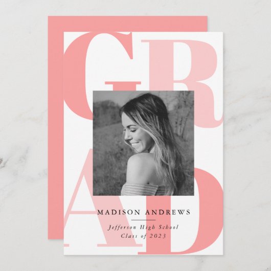 Fettschrift | Foto Graduation Party Einladung (Vorne/Hinten)