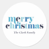 Fettschrift "Frohe Weihnachten" Runder Aufkleber (Vorderseite)