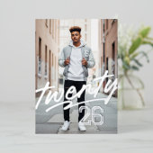 Fettschrift Grad | Maskuliner Foto Abschluss Folieneinladung (Stehend vorne)