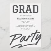 Fettschrift Grad | Maskuliner Foto Abschluss Folieneinladung (Rückseite)