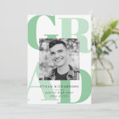 Fettschrift grün | Foto Graduation Party Einladung (Stehend Vorderseite)