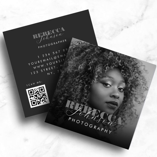 Fettschrift Typografie Foto Qr Code Fotografie Quadratische Visitenkarte