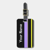 Fettschwarz mit Lila Streifen - Gepäckanhänger (Vorderseite vertikal)