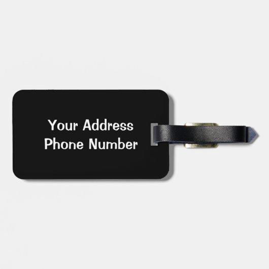 Fettschwarz mit Lila Streifen - Gepäckanhänger (Rückseite horizontal)