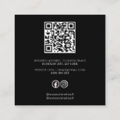 Fettschwarz und Weiß QR Code Social Quadratische Visitenkarte (Rückseite)