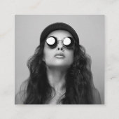 Fettschwarz-weißer QR-Code Soziales Foto Quadratische Visitenkarte (Rückseite)