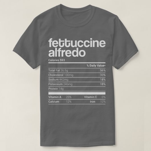 Fettuccine Alfredo Nutrition Fakten Familienanpass T-Shirt (Design vorne)