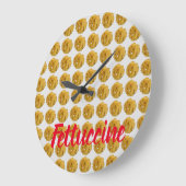 Fettuccine Pasta Nudelmuster für die Lebensmittelh Große Wanduhr (Winkel)