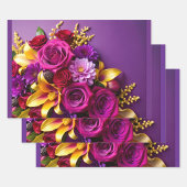 Fettviolettes Blumen-Geschenkpapier Geschenkpapier Set