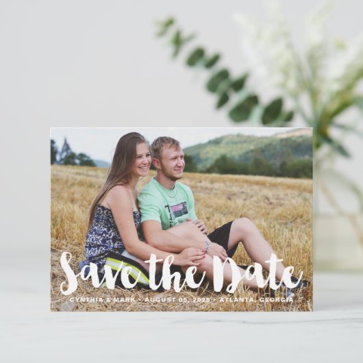 Fettweißes Foto Save the Date (Stehend Vorderseite)