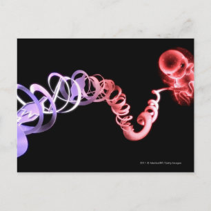 Fetus mit Nabelschnur aus DNA-Strängen Postkarte
