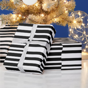 Fetzige Streifen in Schwarz und Weiß Geschenkpapier