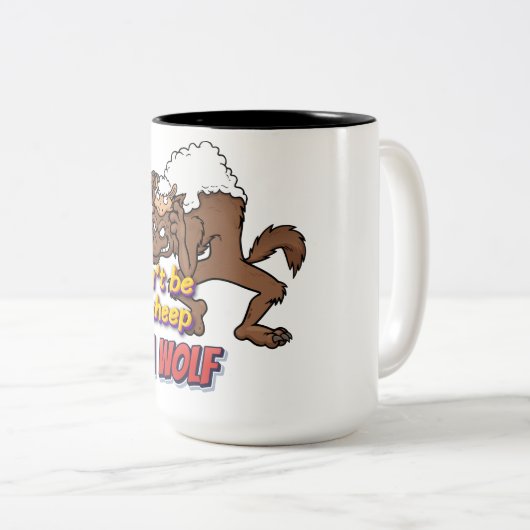 "Feuchte Mode für das wilde Herz!" Zweifarbige Tasse (VorderseiteRechts)