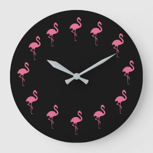 Feuchte tropische Flamingos Große Wanduhr