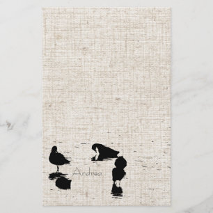 Feuchtgebiete Vögel Linen Look Stationierung Briefpapier