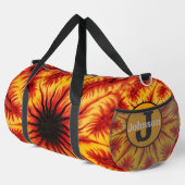 Feuer-Abstraktmuster-Zahnrad-Tasche Monogramm Duffle Bag (Rechte Ecke)