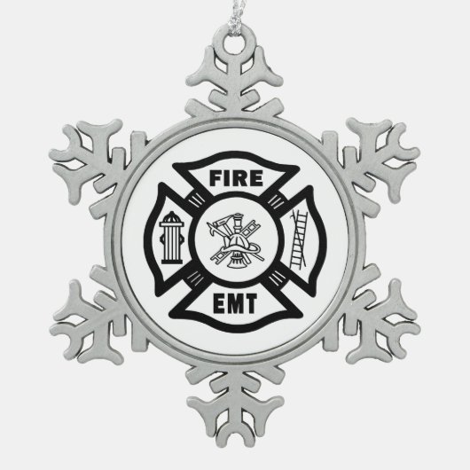 Feuer-Abteilung EMT Schneeflocken Zinn-Ornament (Vorderseite)