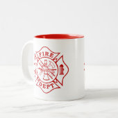 Feuer-Abteilung/Feuerwehrmann-Malteserkreuz-Tasse Zweifarbige Tasse (Vorderseite Links)