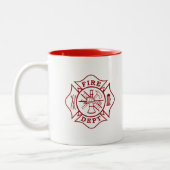 Feuer-Abteilung/Feuerwehrmann-Malteserkreuz-Tasse Zweifarbige Tasse (Links)
