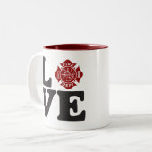 Feuer-Abteilung "LIEBE" zwei Ton-Kaffee-Tasse Zweifarbige Tasse (Vorderseite Links)