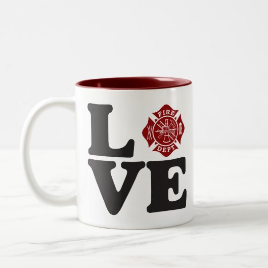 Feuer-Abteilung "LIEBE" zwei Ton-Kaffee-Tasse Zweifarbige Tasse (Links)
