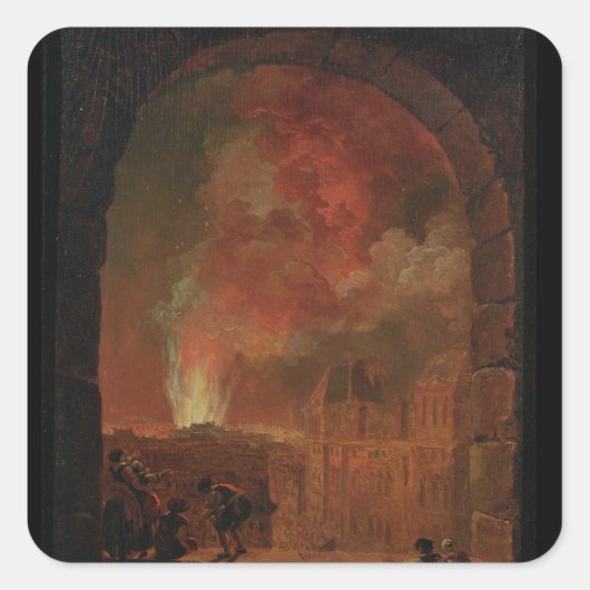 Feuer an der Oper des Palais-Royal Quadratischer Aufkleber (Vorderseite)
