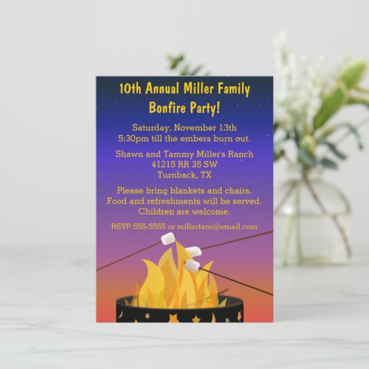 Feuer-Ansammlung im Freien Einladung (Stehend Vorderseite)