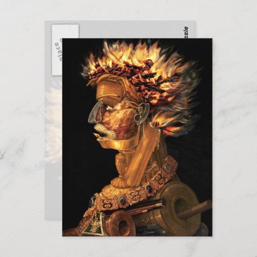 Feuer - Arcimboldos bizarres Kopfprofil Postkarte (Vorne/Hinten)