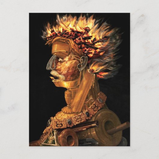 Feuer - Arcimboldos bizarres Kopfprofil Postkarte (Vorderseite)